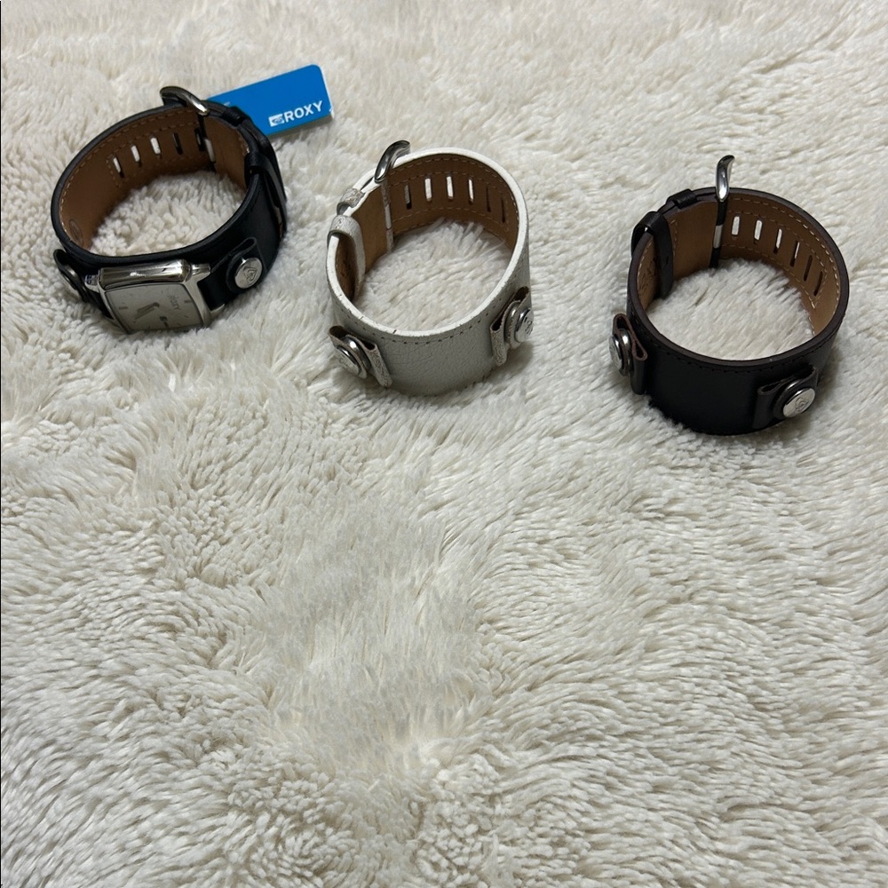 Roxy Women's Watch Set - Black, White, Brown Leather